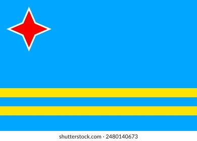 Aruba flag pattern background. Realistic national flag design. Abstract vector template.