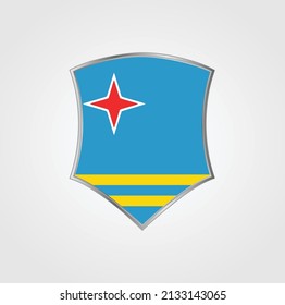 Aruba Flag mit Schildrahmen. Nationalflagge