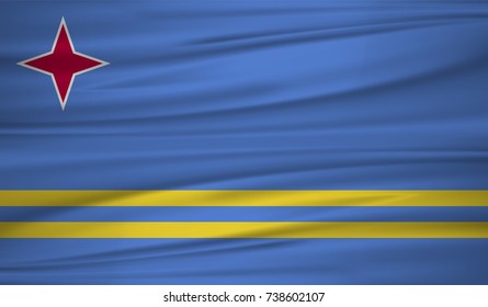 aruba flag vector. Vector aruba flag blowig in the wind. EPS 10.