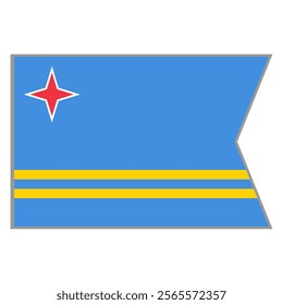 Aruba flag vector design and illustration , National flag country with original color, Pennon flag