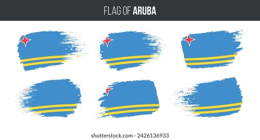 Aruba flags brush stroke grunge vector illustration flag of aruba isolated on white