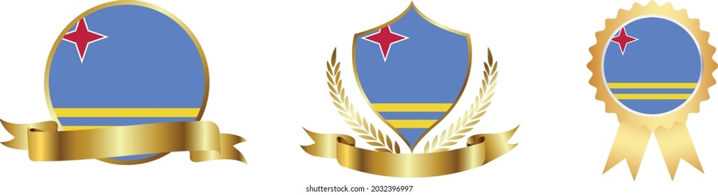 Aruba flags. Symbols of countries map
