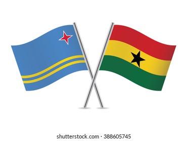 Aruba and Ghanaian flags. Vector illustration.