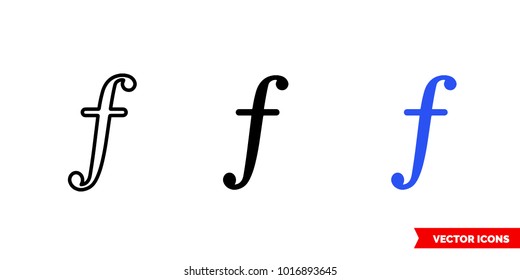Aruba guilder icon of 3 types: color, black and white, outline. Isolated vector sign symbol.