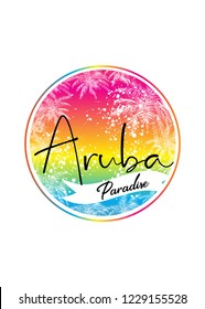 aruba happy island beach caribbean blend colorful distressed