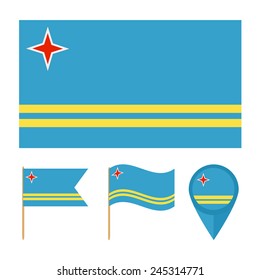 Aruba, icons for design with reference to a particular country. flag from the same series