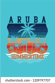 aruba island vintage retro distressed poster  summertime