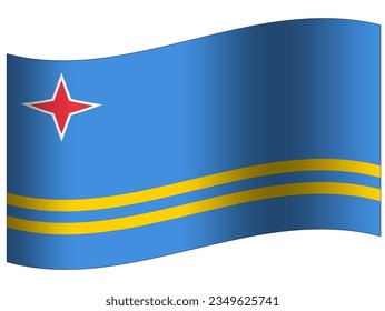 icono de ondear bandera aislada de aruba 3d 