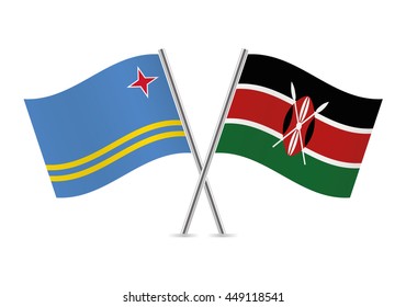 Aruba and Kenyan flags. Vector illustration.