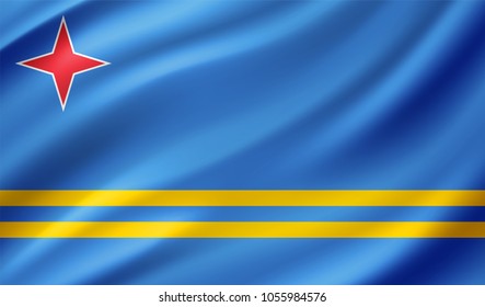 Aruba (Kingdom of the Netherlands) Flag in Vector Illustration