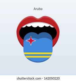 Aruba language. Abstract human mouth. Vector illustration.