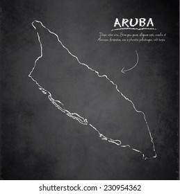 Aruba map blackboard chalkboard vector