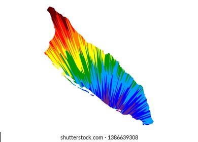 Aruba - map is designed rainbow abstract colorful pattern, Aruba island map made of color explosion,