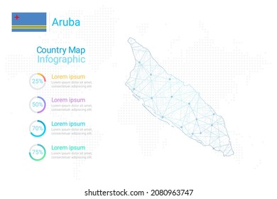 Aruba map with elements of infographics template. Vector eps10.