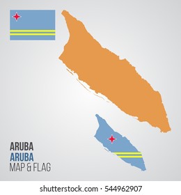 Aruba map and flag