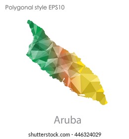 Aruba map in geometric polygonal style.Abstract gems triangle,modern design background.. Vector illustration EPS10