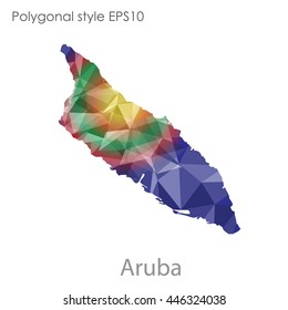 Aruba map in geometric polygonal style.Abstract gems triangle,modern design background.. Vector illustration EPS10
