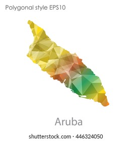 Aruba map in geometric polygonal style.Abstract gems triangle,modern design background.. Vector illustration EPS10