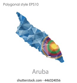 Aruba map in geometric polygonal style.Abstract gems triangle,modern design background.. Vector illustration EPS10
