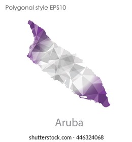 Aruba map in geometric polygonal style.Abstract gems triangle,modern design background.. Vector illustration EPS10