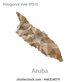 Aruba map in geometric polygonal style.Abstract gems triangle,modern design background.. Vector illustration EPS10