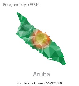 Aruba map in geometric polygonal style.Abstract gems triangle,modern design background.. Vector illustration EPS10