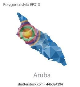 Aruba map in geometric polygonal style.Abstract gems triangle,modern design background.. Vector illustration EPS10
