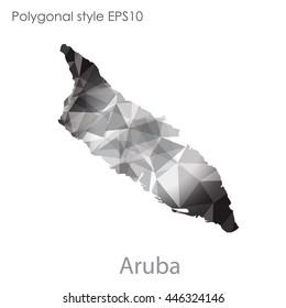 Aruba map in geometric polygonal style.Abstract gems triangle,modern design background.. Vector illustration EPS10