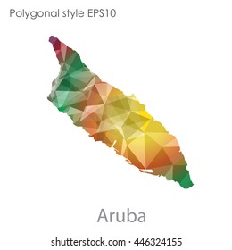 Aruba map in geometric polygonal style.Abstract gems triangle,modern design background.. Vector illustration EPS10