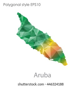 Aruba map in geometric polygonal style.Abstract gems triangle,modern design background.. Vector illustration EPS10