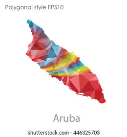 Aruba map in geometric polygonal style.Abstract gems triangle,modern design background.. Vector illustration EPS10