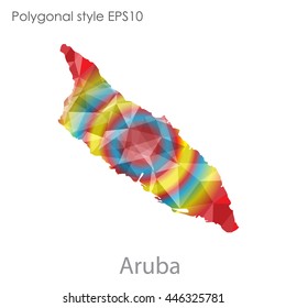 Aruba map in geometric polygonal style.Abstract gems triangle,modern design background.. Vector illustration EPS10