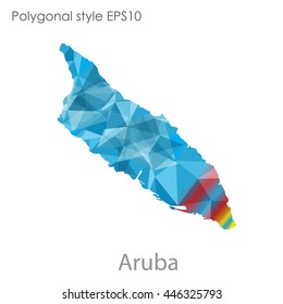 Aruba map in geometric polygonal style.Abstract gems triangle,modern design background.. Vector illustration EPS10