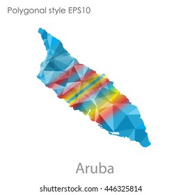 Aruba map in geometric polygonal style.Abstract gems triangle,modern design background.. Vector illustration EPS10