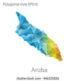 Aruba map in geometric polygonal style.Abstract gems triangle,modern design background.. Vector illustration EPS10