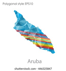 Aruba map in geometric polygonal style.Abstract gems triangle,modern design background.. Vector illustration EPS10