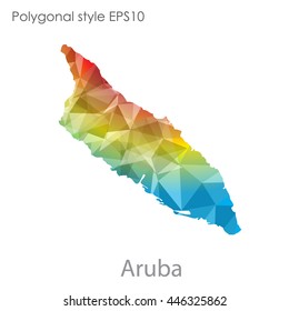 Aruba map in geometric polygonal style.Abstract gems triangle,modern design background.. Vector illustration EPS10