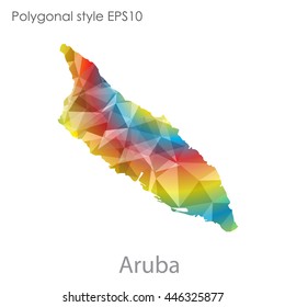 Aruba map in geometric polygonal style.Abstract gems triangle,modern design background.. Vector illustration EPS10