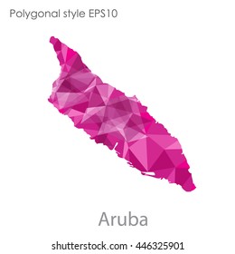 Aruba map in geometric polygonal style.Abstract gems triangle,modern design background.. Vector illustration EPS10