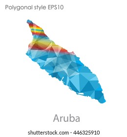 Aruba map in geometric polygonal style.Abstract gems triangle,modern design background.. Vector illustration EPS10