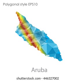 Aruba map in geometric polygonal style.Abstract gems triangle,modern design background.. Vector illustration EPS10