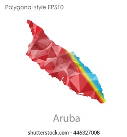 Aruba map in geometric polygonal style.Abstract gems triangle,modern design background.. Vector illustration EPS10