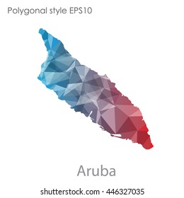 Aruba map in geometric polygonal style.Abstract gems triangle,modern design background.. Vector illustration EPS10