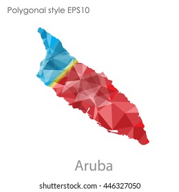 Aruba map in geometric polygonal style.Abstract gems triangle,modern design background.. Vector illustration EPS10