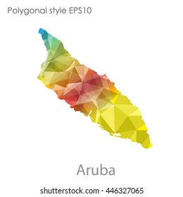 Aruba map in geometric polygonal style.Abstract gems triangle,modern design background.. Vector illustration EPS10