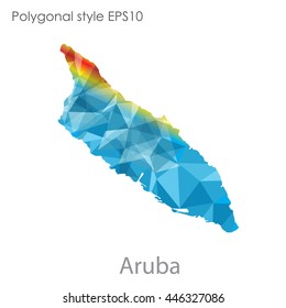Aruba map in geometric polygonal style.Abstract gems triangle,modern design background.. Vector illustration EPS10