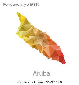Aruba map in geometric polygonal style.Abstract gems triangle,modern design background.. Vector illustration EPS10