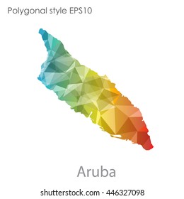 Aruba map in geometric polygonal style.Abstract gems triangle,modern design background.. Vector illustration EPS10