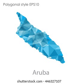 Aruba map in geometric polygonal style.Abstract gems triangle,modern design background.. Vector illustration EPS10