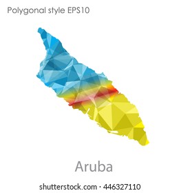 Aruba map in geometric polygonal style.Abstract gems triangle,modern design background.. Vector illustration EPS10